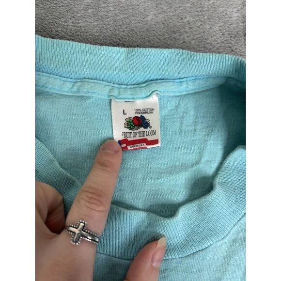 Vintage 80s Construction Comedy Short Sleeve T Shirt Men's Size Large Blue - Picture 6 of 10